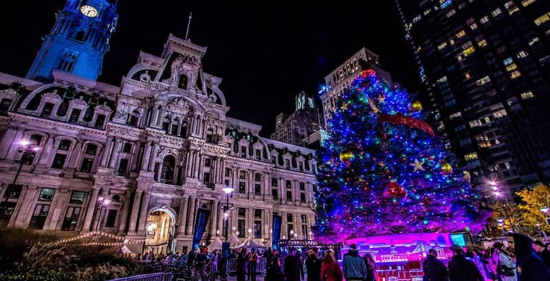 Espectáculo de luces de Navidad en filadelfia